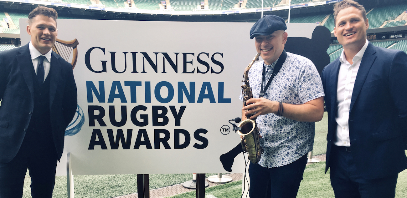 Andy Sax at the Guiness National Rugby Awards, Twickenham